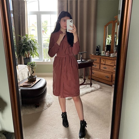 American Apparel Dylan Trench Coat | Burgundy Maroon - Picture 1 of 5